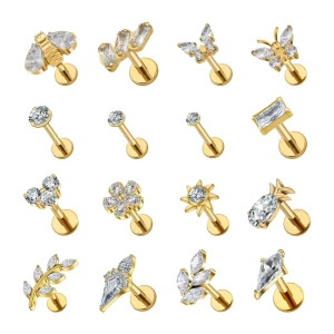 G23 Ti6AL4VELi ASTM F136 Titanium Body Piercing Jewelry Lip Nose Push Pin Ear Labret Ring