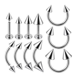 G23 Titanium 14G 16G Spike Cone Labret Stud Curved Barbell Horseshoe Ring Nose Ear Lip Eyebrow Piercing Jewelry