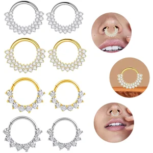 G23 Titanium 9 Marquise CZ Asscher Cut Zircon Nose Ring Children’s Wedding Engagement Party Gift