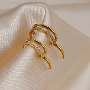 G23 Titanium Alloy Gold Plated Hip Hop Ear Stud Body Piercing Jewelry Butterfly Zircon Lip Ring Nose