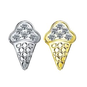 G23 Titanium CZ Ice Cream Internally Threaded Labert Earring Fashion Body Piercing Jewelry Lip Stud