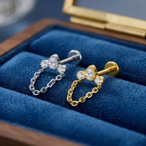 G23 Titanium Classic Labret Earring Zircon Wedding Gift Fashion Gold Lip Ear Studs Helix Cartilage Lobe Fine Body Piercing
