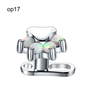 G23 Titanium Dermal Anchor Tops Unisex Body Jewelry with Opal Main Stone Trendy Number Pattern