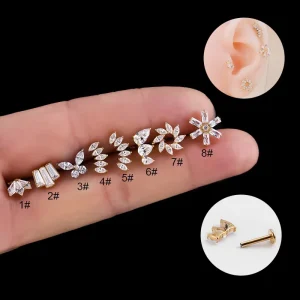 G23 Titanium F136 Crown Butterfly Earrings Body Piercing Jewelry