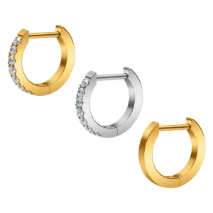 G23 Titanium Gold Stud Earrings 18G Nose Rings Septum Hinged Earring with CZ Cartilage Helix Tragus Daith Women Party Jewelry