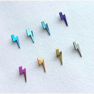 G23 Titanium Implant Grade Internally Threaded Lightning Barbell Wedding Trendy Ear Piercing Labret Tragus Piercings Fashion