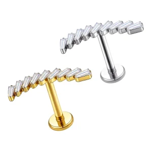 G23 Titanium Labret Earring Zircon Children’s Gift Fashion Gold Lip Ear Studs Helix Cartilage Lobe Daith