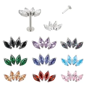 G23 Titanium Labret Studs Colorful Zircon Lip Studs Earring Piercing Internally Threaded Tragus Piercing Body Jewelry