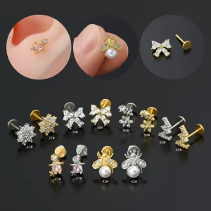 G23 Titanium Nickel Free Lip Studs Hypoallergenic Flat Back Nose Studs Comfortable Secure Piercing Jewelry