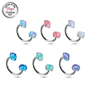 G23 Titanium Nose Rings Septum Cow Nose Rings for Women Horse’s Hoof Shape Blue Opal Stud Daith Tragus Earrings Piercing Jewelry