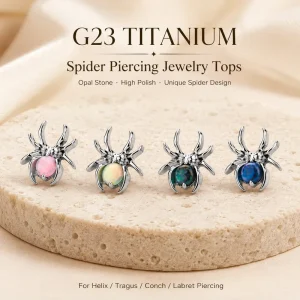 G23 Titanium Opal Spider Cartilage Earring Internally Threaded Piercing Top Gothic for Helix Tragus Conch Labret