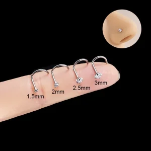 G23 Titanium Piercing Nose S Rod F136 Titanium Inlaid Zircon Nose Nail