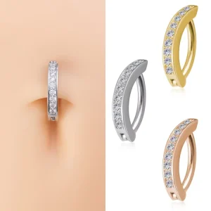 G23 Titanium Zircon Belly Button Rings Click Navel Fashion Body Jewelry for Women Girls Gifts Waterproof