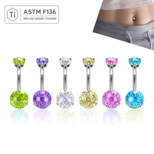G23 Titanium Zircon Stone Navel Rings 10mm Fashion Bananabell Piercing Belly Button Rings Body Jewelry