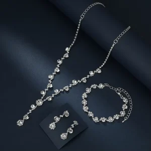 G2612 Ensemble De Bijoux Rhinestone Necklace Earring Bracelet Bridal Jewellery Set Women Wedding Fashion Jewelry Sets