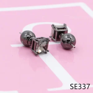GCE1-S Compact 6mm Black Square Stud Earrings Minimalist Punk Earrings for Daily Outfits