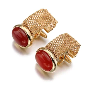 GEM Agate Stone Luxury Chain Cufflinks Custom Mens Suit Shirt Wedding Tuxedo Fashion Accessory Jewelry Gift Cufflinks