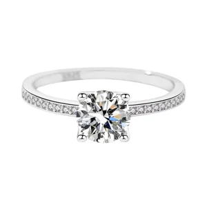GRA Certificated Diamond Engagement Ring 925 Sterling Silver Round Cut Moissanite Ring for Women