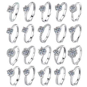 GRA Certification S925 Sterling Silver Round Brilliant Cut D VVS1 Moissanite Ring Fashion Flower Ring for Women Engagement Gift