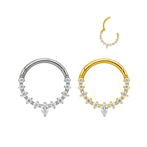 GZN Ready to Ship ASTM F136 Titanium Pearl Segment Hinged Nose Rings Jewelry Piercings Hoop Ring Fashion Earring Jewelry