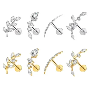 Gaby 16G G23 ASTM F136 Titanium Labret Ring Cartilage Earring Piercing Body Jewelry Wedding Party Unisex