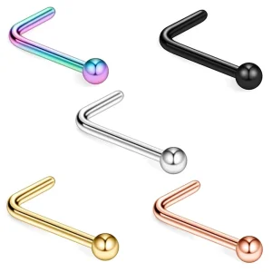 Gaby 316L Stainless Steel L Shaped Surgical Steel Curved Septum Nose Ring Piercing Jewelry for Women