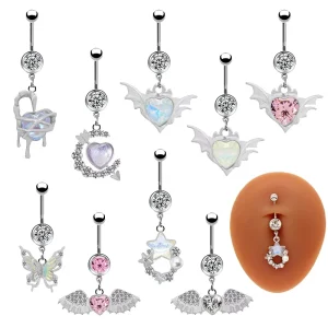 Gaby Custom Heart Fancy Large Surgical Stainless Steel Belly Button Rings Bulk Navel Piercing Ombligo Jewelry