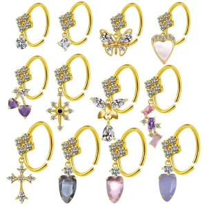Gaby New Arrival Gold Plated Stainless Steel Diamond Nose Hoops Bulk Body Jewelry for Women for Weddings
