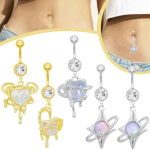 Gaby New Stainless Steel Belly Button Ring Heart Navel Ring Body Piercing Jewelry for Women
