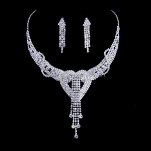 Gandy Greek Personalized Costume Jewelry Silver Crystal Wedding Jewellery Set Fancy Bijoux Jewelry