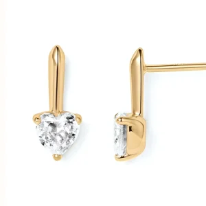 Gemnel High Quality Jewelry Fashion Drop Earrings 925 Silver Heart Shaped CZ Delicate Drop Studs for Girls