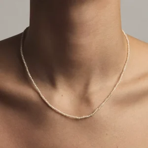 Gemnel Minimalist 18k Gold Plated 925 Sterling Silver Mini Organic Freshwater Pearl Necklace