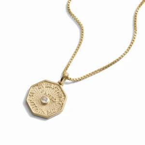 Gemnel Women’s Fashion Jewelry Unique 925 Silver & 18K Gold Plated Birthstone Coin Necklace Fine Customize Jewelry