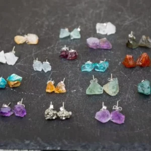 Gemstone Earrings Rough Crystal Earrings Boho Jewelry Raw Gemstones Small Gemstone Earrings