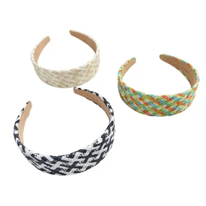 Gentle Personality Plaid Dopamine Handmade Knitted Hair Clip Headband Ladylike Bangs Cute Atmosphere Elegant Hair Accessory