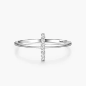 Genuine 925 Sterling Silver Jewelry Minimalist Geometric Design CZ Rings For Fine Female Fashion Jewelry