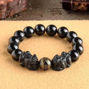 Genuine Natural A grade Black Jadeite Wealth Couple Pi Xiu Beaded Bracelets Low Key Luxury Jewelry for Men and Women