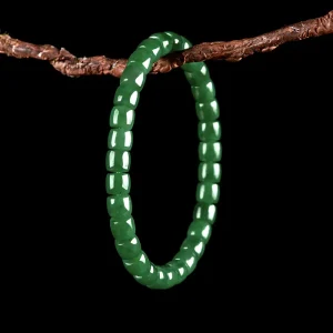 Genuine Natural Hetian Jade Jasper Barrel Bead Bracelet Minimalist Fashion Jewelry for Men and Women