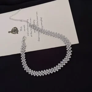 Geometric Crystal Fashion Pendant Necklaces for Women Full Rhinestone Choker