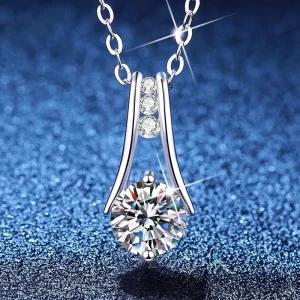 Geometric Cute Romantic Style GRS Certified Moissanite Platinum PT950 Pendant Light Luxury Fashion Necklace