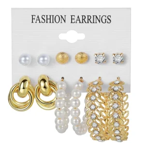 Geometric Dangle Earrings Set for Women Circle Triangle Square Metal Alloy Stud Earrings Set for Party