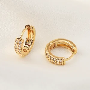 Geometric Earrings Shape Zircon 18K Gold Plated Brass Drop Earrings Fashion Jewelry Making Accessory Hoop Earrings