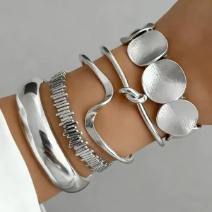 Geometric Exaggerated Punk Style Electroplated Multi-Layer Wrap Open Statement Jewelry for Women