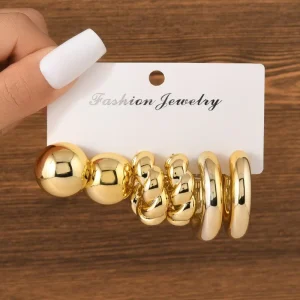 Geometric Heart Hoop Earrings Set Gold-Plated Women’s Earrings Party Gifts