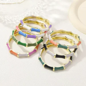 Geometric Knot Shaped Bangle Hand Jewelry Drip Oil Color Matching Bracelet