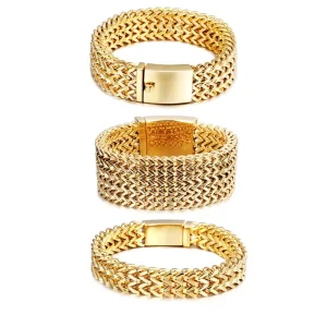 Geometric Square Thick Reversible Woven Electroplated Bracelet Men Personalized Bold Bangle