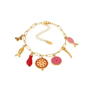 Gfashion 316l Stainless Steel Jewelry 18k Pvd Gold Bangles Fashion Enamel Italian Charm Bracelets Jewelry for Women