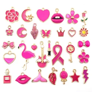 Gfashion Set Diy Small Accessories Decorations Oil Drip Alloy Bracelet Necklace Pendant Key Ring Accessories Pendant