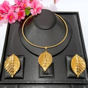 Gift Factory Popular Unique Copper Alloy Gold Plated Fashion Wedding Party Birthday Daily Anniversary Engagement Jewelry Set