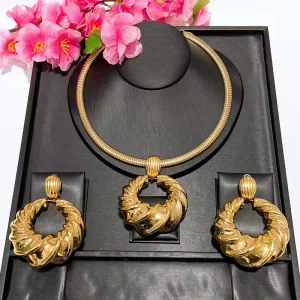Gift Factory Popular Unique Copper Alloy Gold Plated Fashion Wedding Party Birthday Daily Anniversary Engagement Jewelry Set